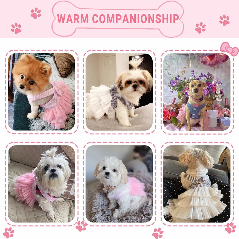 TAPBULL Dog Dresses, Fashion Pet Dog Clothes, Striped Mesh Puppy Dogs Princess Dresses (Pink, X-Small) - Image 4